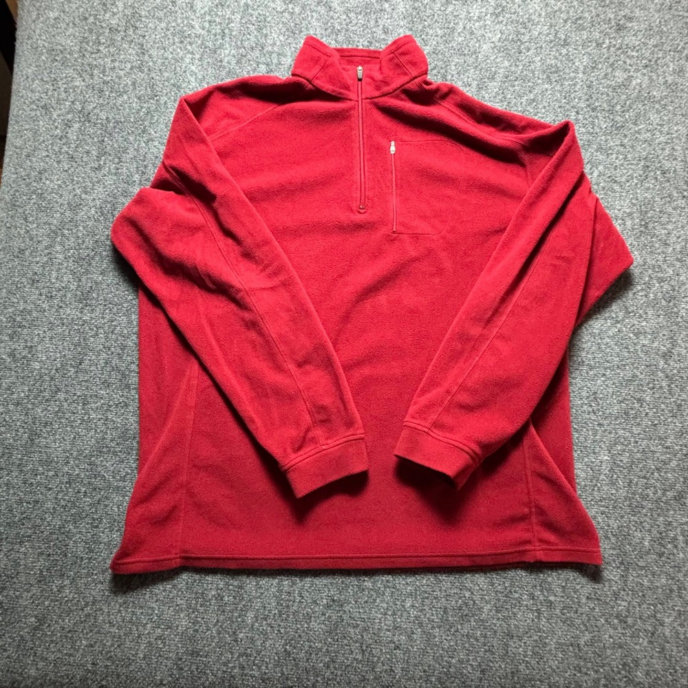 LL Bean Mens XXL Tall Red Fleece Quarter Zip Pullover Sweater 0BVM3